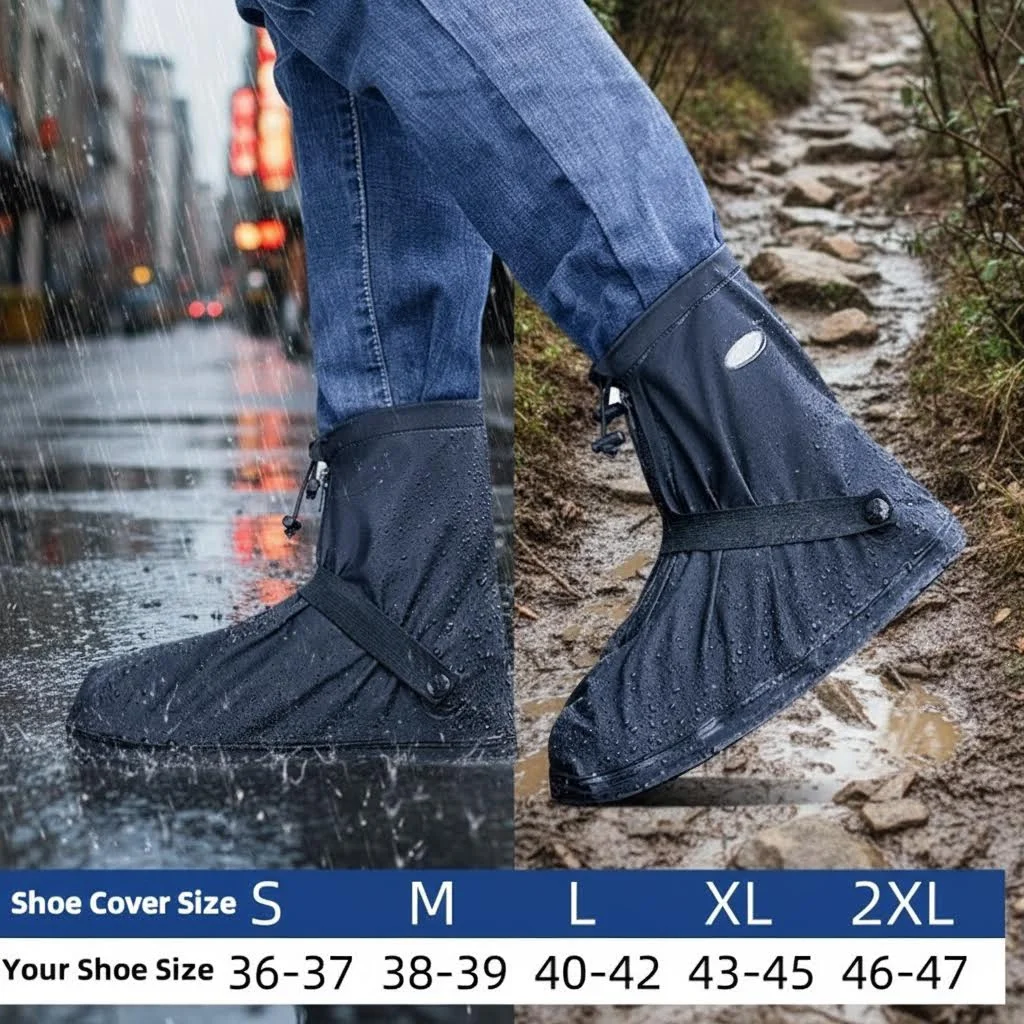 Reusable Rainproof Anti-slip Covers for Shoes Men Cycling Overshoes Waterproof Boots Pants Snow Hiking Ankle Rain Sand Anti Bike