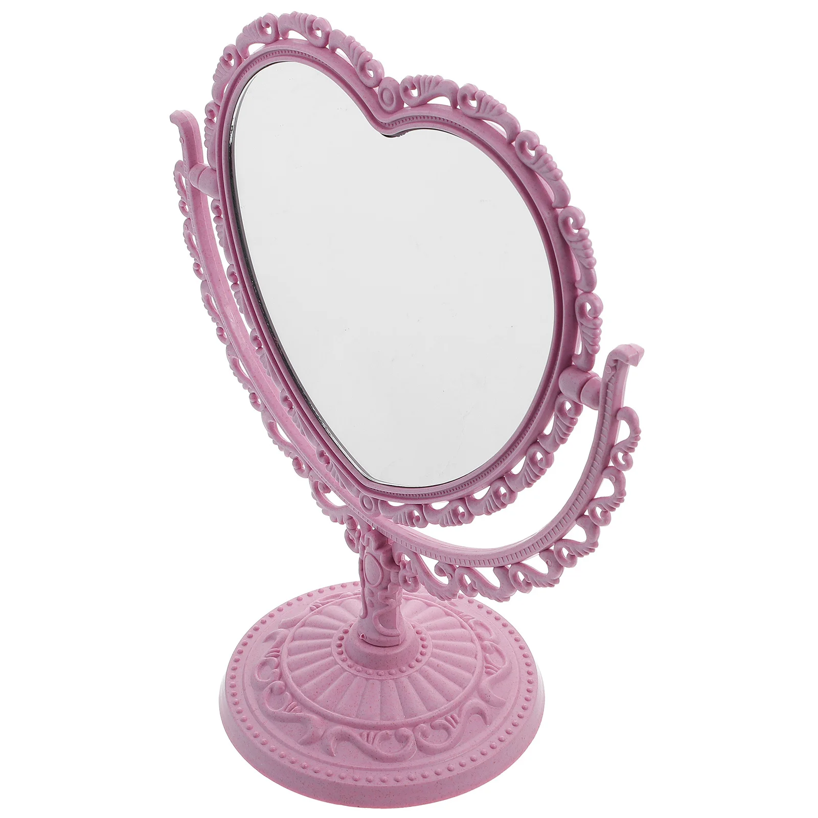 Vintage Heart Shaped Makeup Mirror Desktop Mirror Decor Elegant Generous Show Honorable Temperament Dressing Table Adorn