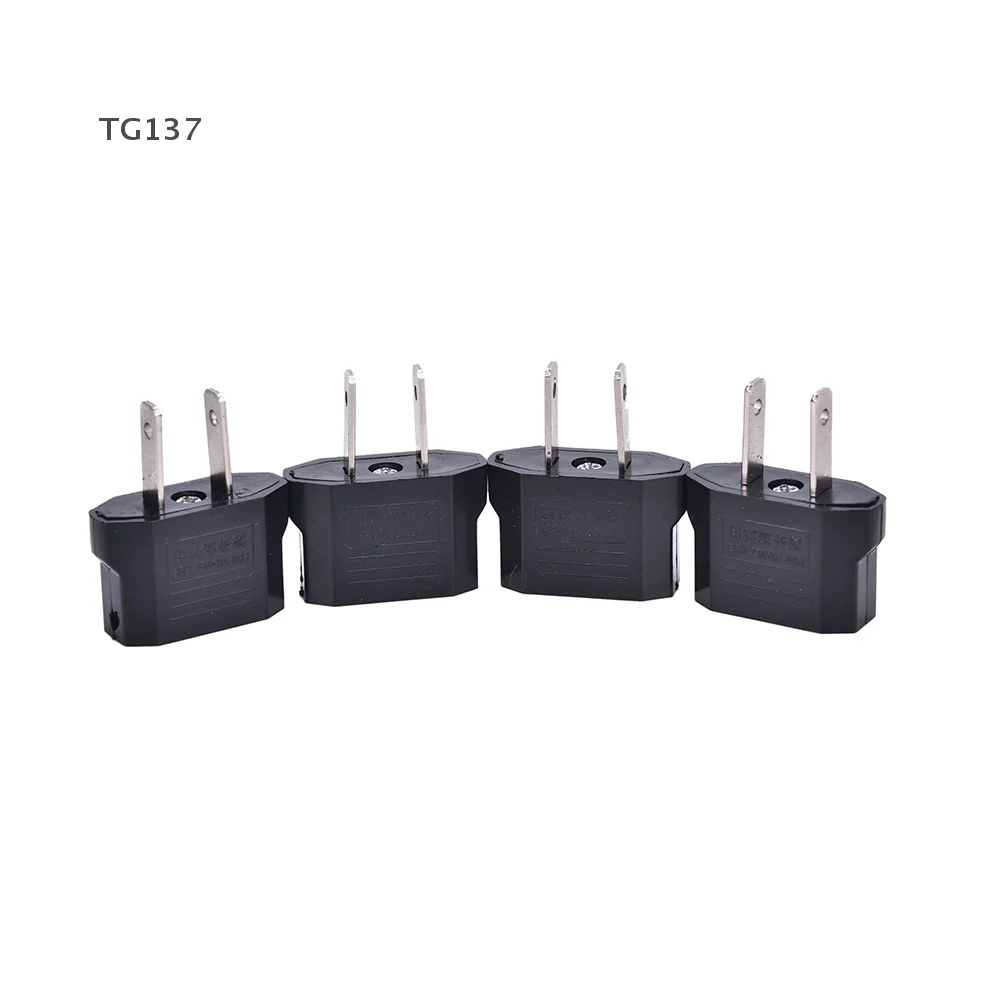 4PCS EU Euro Europe To US USA Power Jack Wall Plug Converter Travel Adapter
