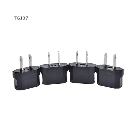 4PCS EU Euro Europe To US USA Power Jack Wall Plug Converter Travel Adapter