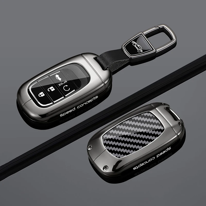 Zinc Alloy Carbon Fiber Car Key Case Cover For Honda Civic 11th Accord CR-V HR-V Pilot Vezel ZR-V 2023-2025 Keychain Accessories