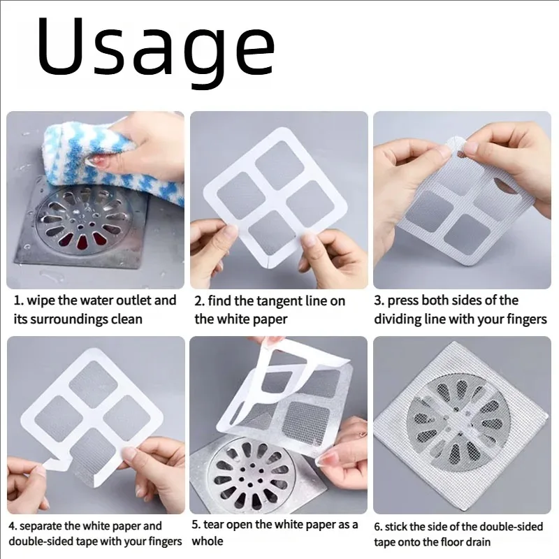 Disposable Shower Drain Hair Catcher Mesh Shower Drain Covers Floor Sink Strainer Filter Hair Stopper For Bathroom Kitchen view 3