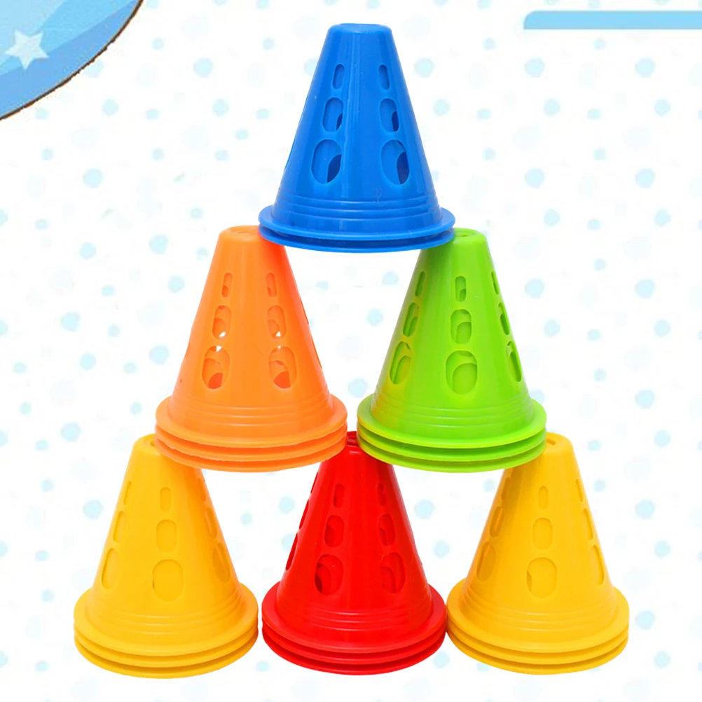 

50 pcs Roller Skating Obstacles Marker Cones Mini Barrier Windproof Sign Bright Color Portable Soft Plastic Team