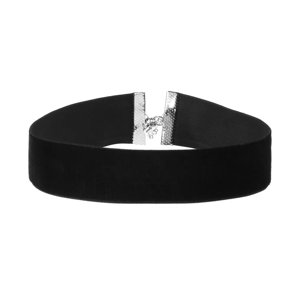 1PC Classic Vintage Velvet Choker Elegant Wide Edged Black Necklace Ribbon 90s Retro Gothic Goth Adjustable Elegant Ribbon - view 5