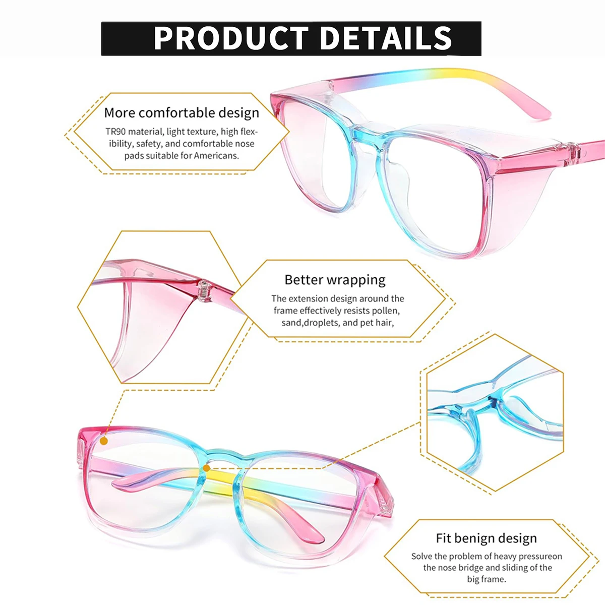 Safety Glasses, Stylish Goggles With No Fog Lense, Alternatives To Regular Protective Eyewear For Lab and Nursing.HM9