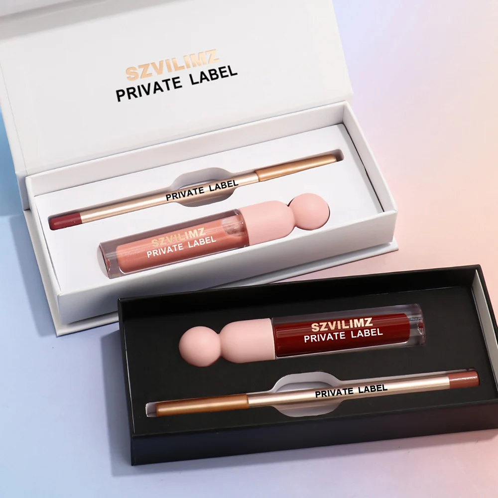 Kit lipliner lucidalabbra con etichetta privata Logo personalizzato Matita labbra a lunga durata a 12 colori Set lucidalabbra opaco a forma di carota a 58 colori Trucco