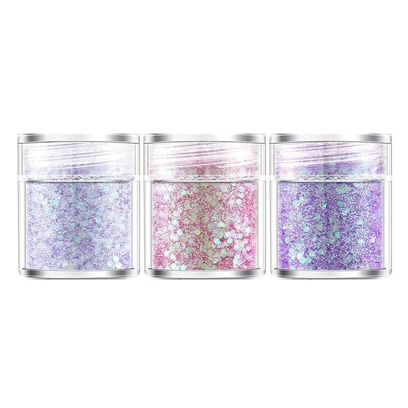 Three Pieces Mixed Purple Glitter Flakes Crafts Sparkles Nail Sequins Stickers Accessories for Nail Arts