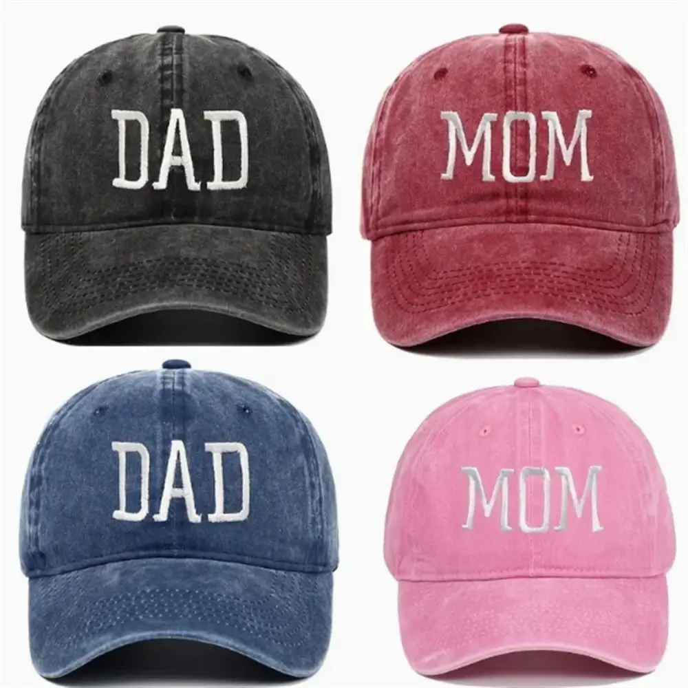 Fashion DAD MOM Embroidery Baseball Caps Adjustable Hiphop Baseball Hats Distressed Faded Cap Vintage Sunscreen Hats