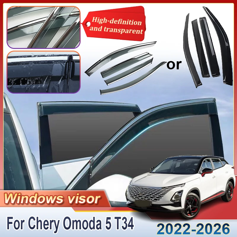 Window Visor for Chery Omoda 5 T34 Fownix FX 2022-2026, Sun Rain Guard Side Window Deflector, Exterior Accessories