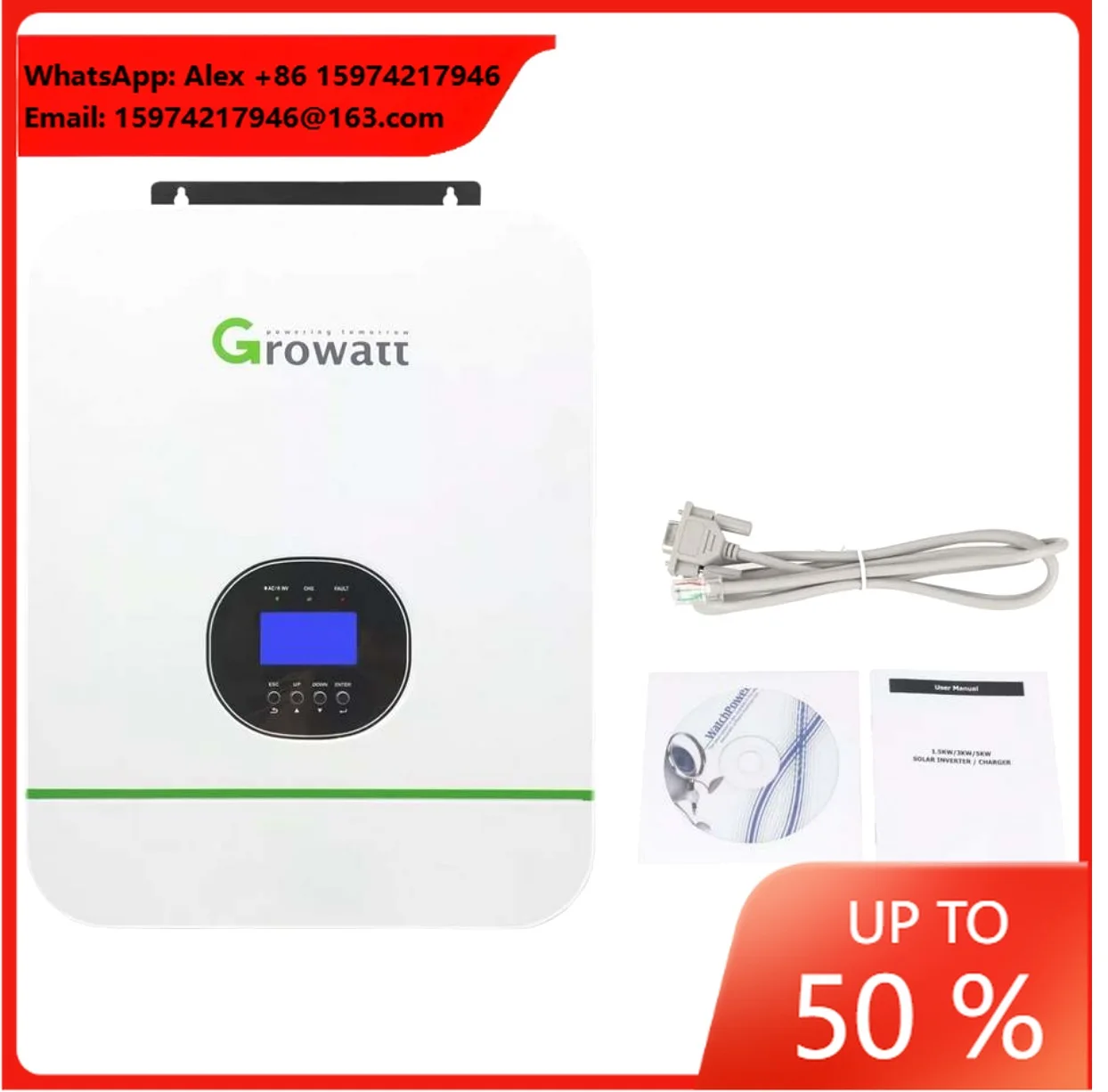 Growatt SPF 5000ES 5000W 48V To 230V Single Phase Off Grid Hybrid Solar Inverter For Home Backup Power System