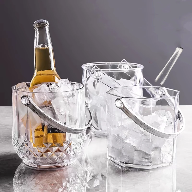 1.2L Arcylic Ice Bucket Wine Champagne Gorgeous Diamond Ice Bucket With Ice Tong