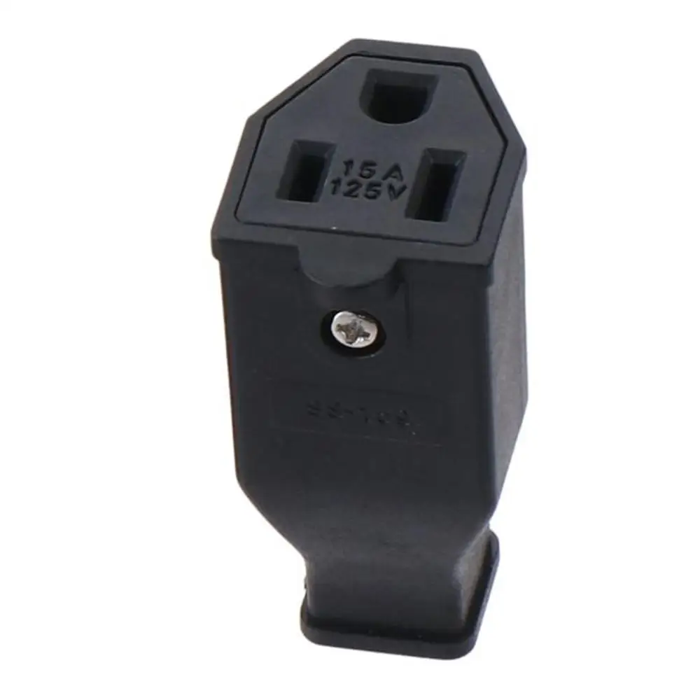 15A 125V Extension Cord Ends Black Shell Male and Female Replacement Plug Connector Set 2 Pole 3 Wire Grounding Plug