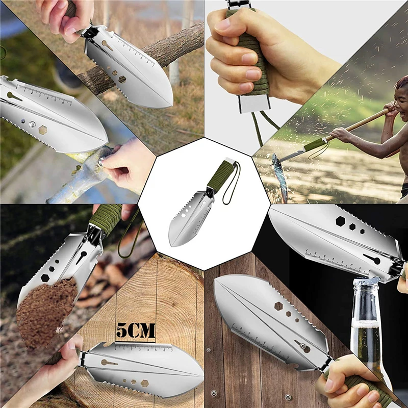 Stainless Steel Gardening Shovel With Sawtooth Hex Wrench Ruler Digging Trowel Outdoor Gardening Farming Sharp Shovel Bonsai