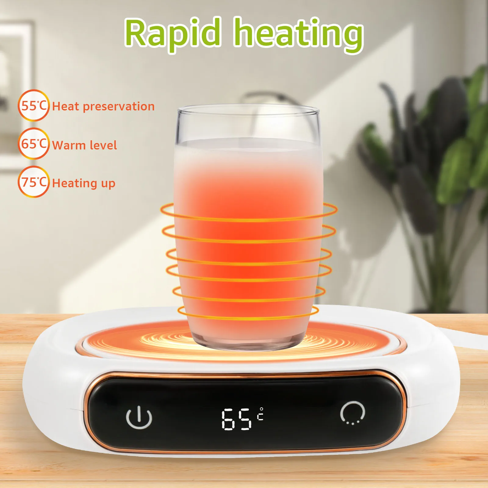 Coffee Cup Warmer Smart Cup Warmer 3 Temperature Settings Tea Thermostat Coaster Home Office Coffee Milk Tea Heater Plate