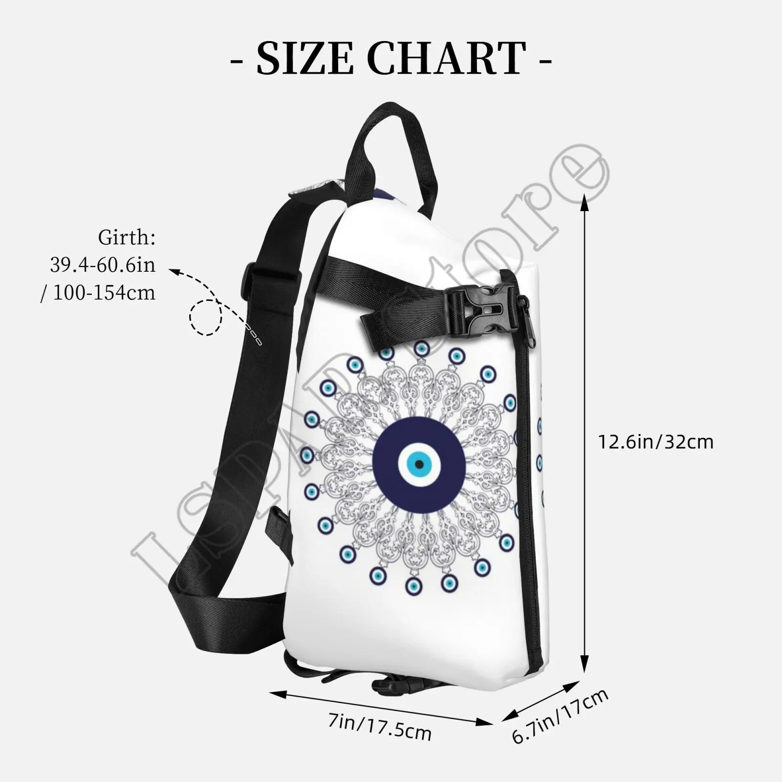 Greek Amulet  Evil Eye Lucky Charm Sling Modern Chest Bag Hiking Running Sling Bag School Graphic Crossbody Bags Backpack Hiking