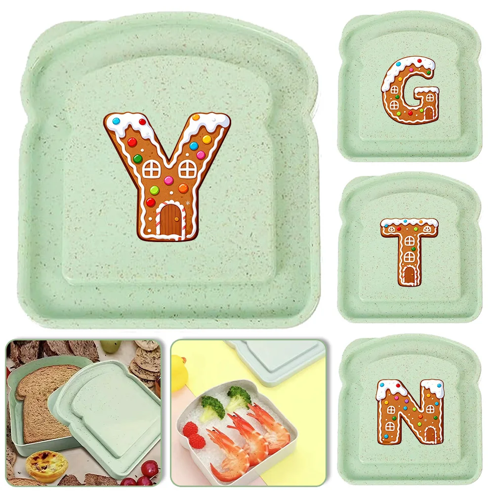

Toast Shaped Breakfast Box Anti Pressure Sandwich Practical Box Portable Food Container Gingerbread House Letter Pattern