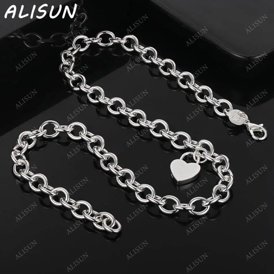 

ALISUN 925 Sterling Silver 45cm Love Lock Necklace For Women Creativity Gifts Street All-match Party And Daily Wear