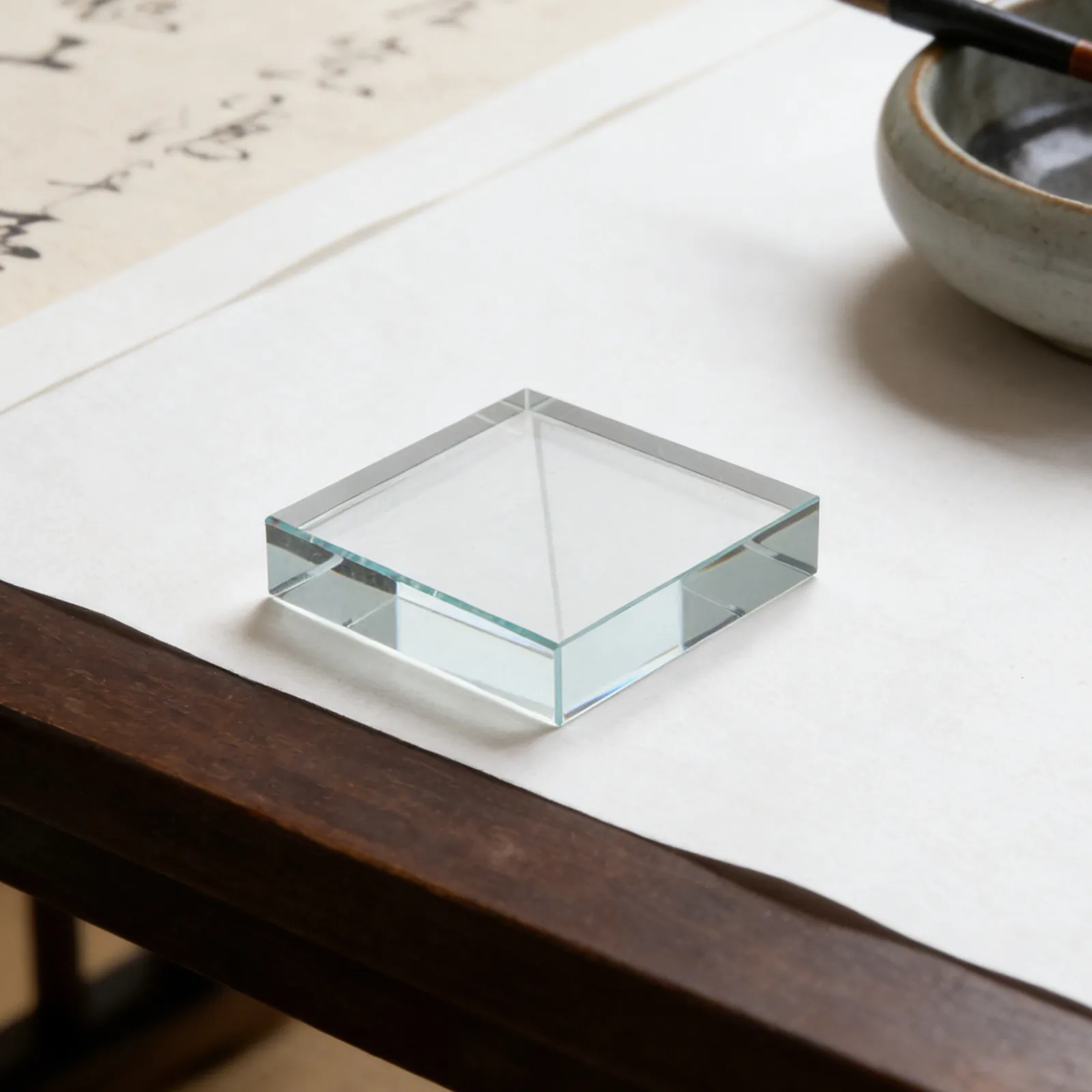 

Rectangular Clear Glass Paperweight Decorative Block for Calligraphy Practice Sewing Craft Fabric Pattern Weights Office Desk