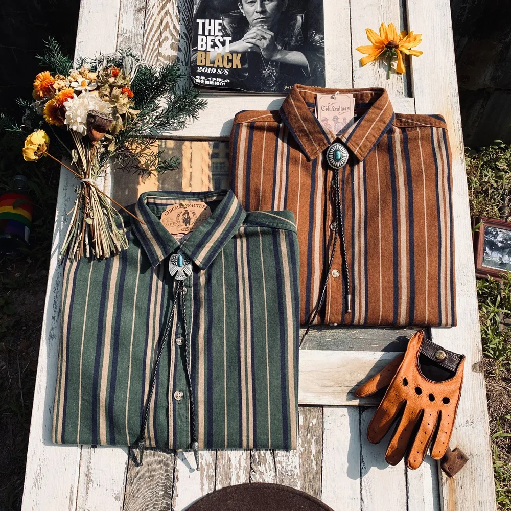 

Tailor Brando T-2 Азиатский размер 100% хлопок Ретро японский стиль модная хлопковая рубашка в широкую полоску удобная мужская рубашка с длинным рукавом