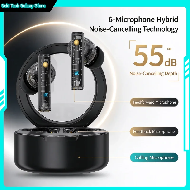 Noise Cancelling Earbuds Tws Transparency - KZ Carol – беспроводные наушники-вкладыши TWS