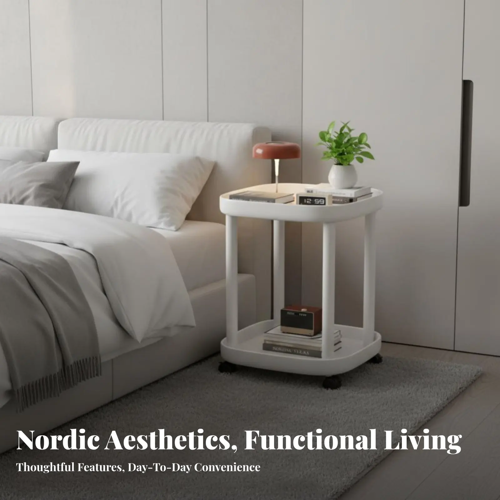 2段曲線デザインスタンド-多機能2段曲線デザインテーブル-簡単組み立て-学生や玄関に最適なモバイルデザイン