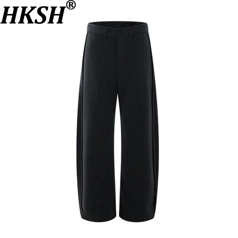 

HKSH Spring Autumn New Men Tide Y2K Elegant Fashion Vintage Trendy Niche Design Pleated Loose Chic Smart Casual Pants Ins HK6430