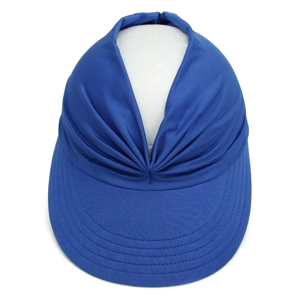 Solid Color Empty Top Women Beach Sun Hat Flexible Wide Brim Sun-Protection Cap Anti-UV Double-Sided Baseball Cap Outdoor Sport