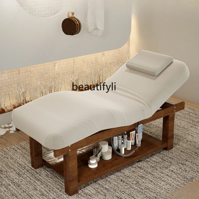 

Electric Lifting Solid Wood Facial Bed Beauty Salon Special Latex Medical Massage Whole Body Physiotherapy Bed