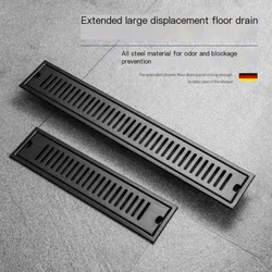 20-80cm Black Extended Floor Drain Bathroom Toilet 304 Stainless Steel Large Displacement Floor Drain Anti-Odor And Insect Proof