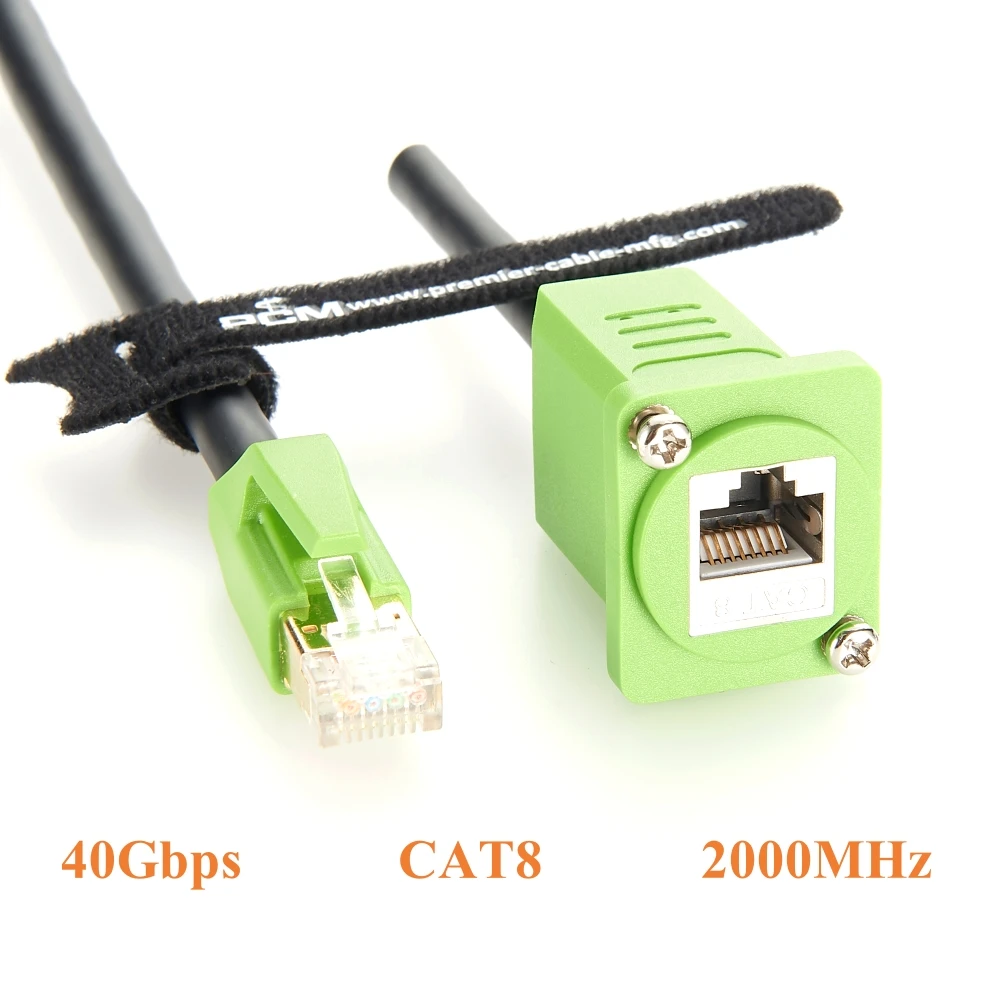 D Type Screw Panel Mount Ethernet RJ45 Cable CAT8 Network Shielded SFTP Cable 40Gbps RJ45 Keystone Male to Female Extension Cord