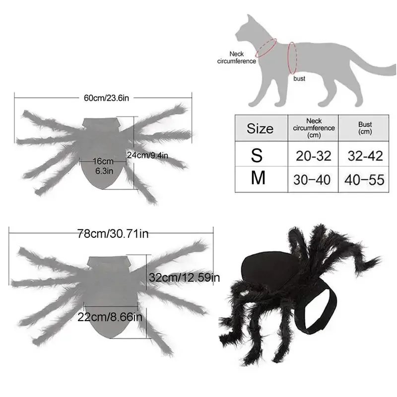 Halloween Pet Spider Costume simulazione Black Spooky Spider Clothes Dressing For Dogs Cats Party Cosplay puntelli Funny Outfit