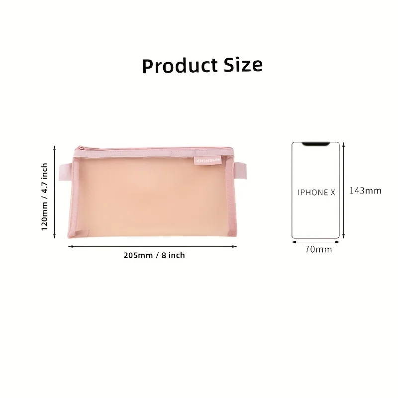 Mesh Pencil Case Morandi Color Zipper Bag Transparent Stationery Accessories Storage Bag