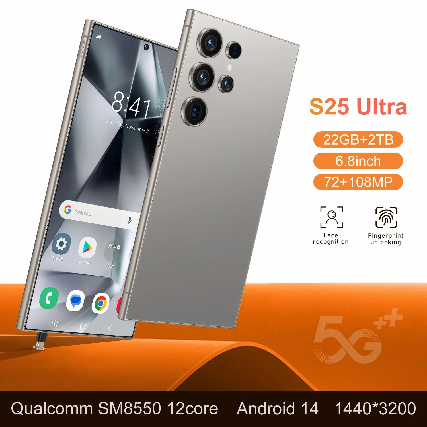 

New 2025 S25 Ultra Smartphone 5G 6.8 High Definition Screen camera 72MP+108MP Android 14 Battery 8000mAh Global version of