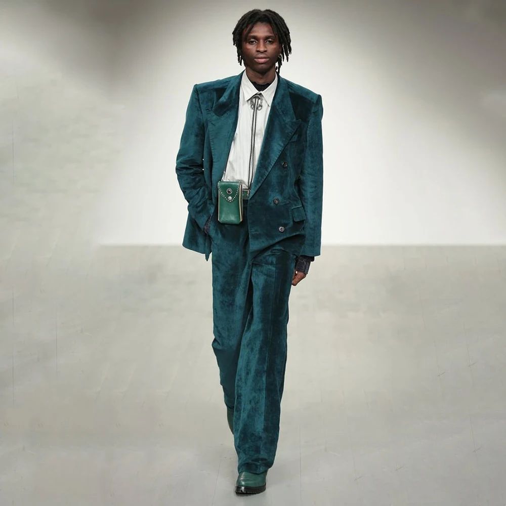 

Luxury Men's Suits Elegant Double Breasted Peak Lapel Loose 2 Piece Jacket Pants Outfits High Quality Customzied Blazer