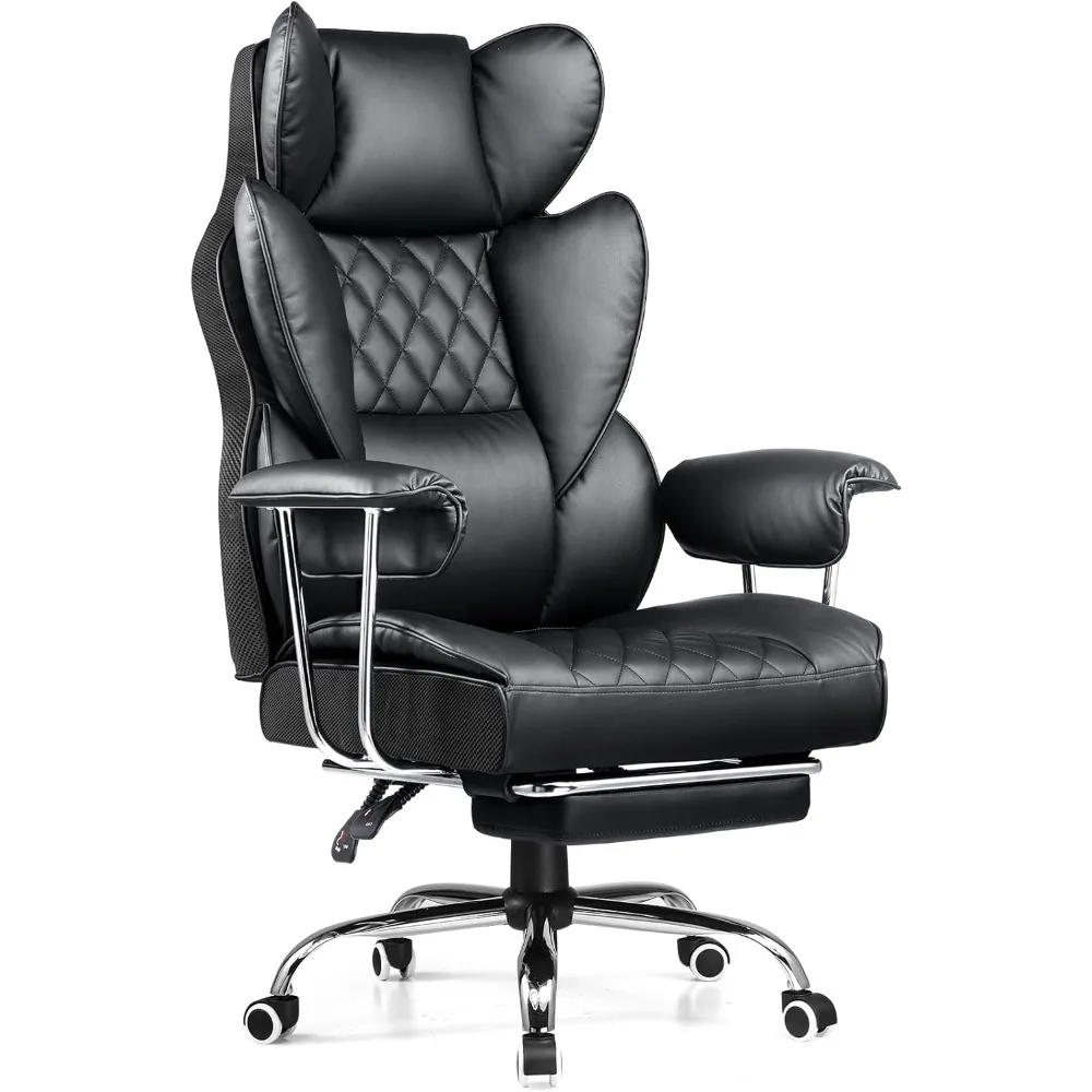 

Big and Tall Office Chair, High Back Leather Gaming Chair with Footrest, Executive Ergonomic Office Chair with Pocket Spring Lu