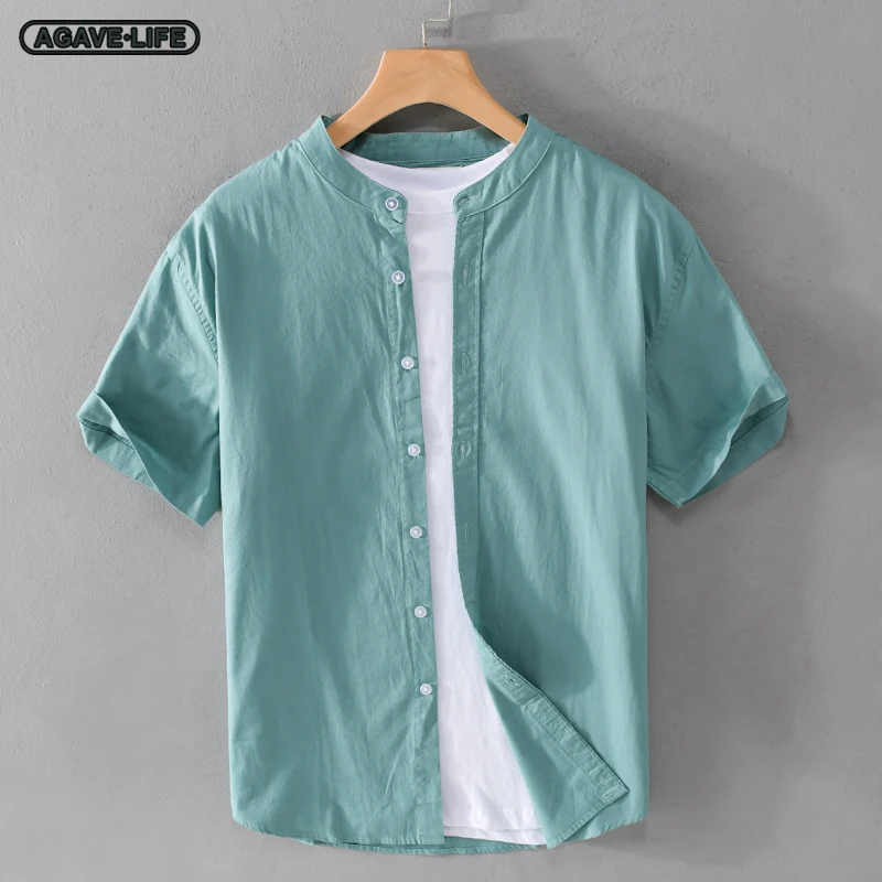 

Summer Men's Casual Short-sleeved Oxford Shirts Bussiness Men Thin Comfortable Solid Color Youthful Male Pure Cotton Simple Tops