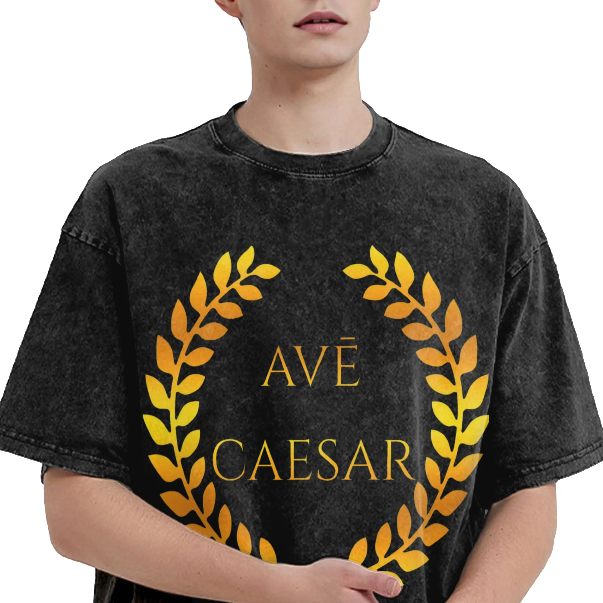 Vintage Washed T-Shirt Ave Caesar Cotton T Shirts  Hip Hop Tshirt for Mens Summer Y2K Basic Casual Clothes