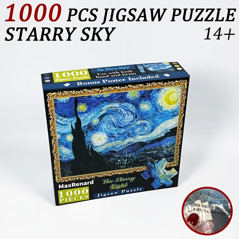 

Van Gogh 1000-piece Puzzles for Adults - Starry Sky 48x67cm (18.9x26.4in) Large Celestial Wall Art Unique Galaxy Night Gift