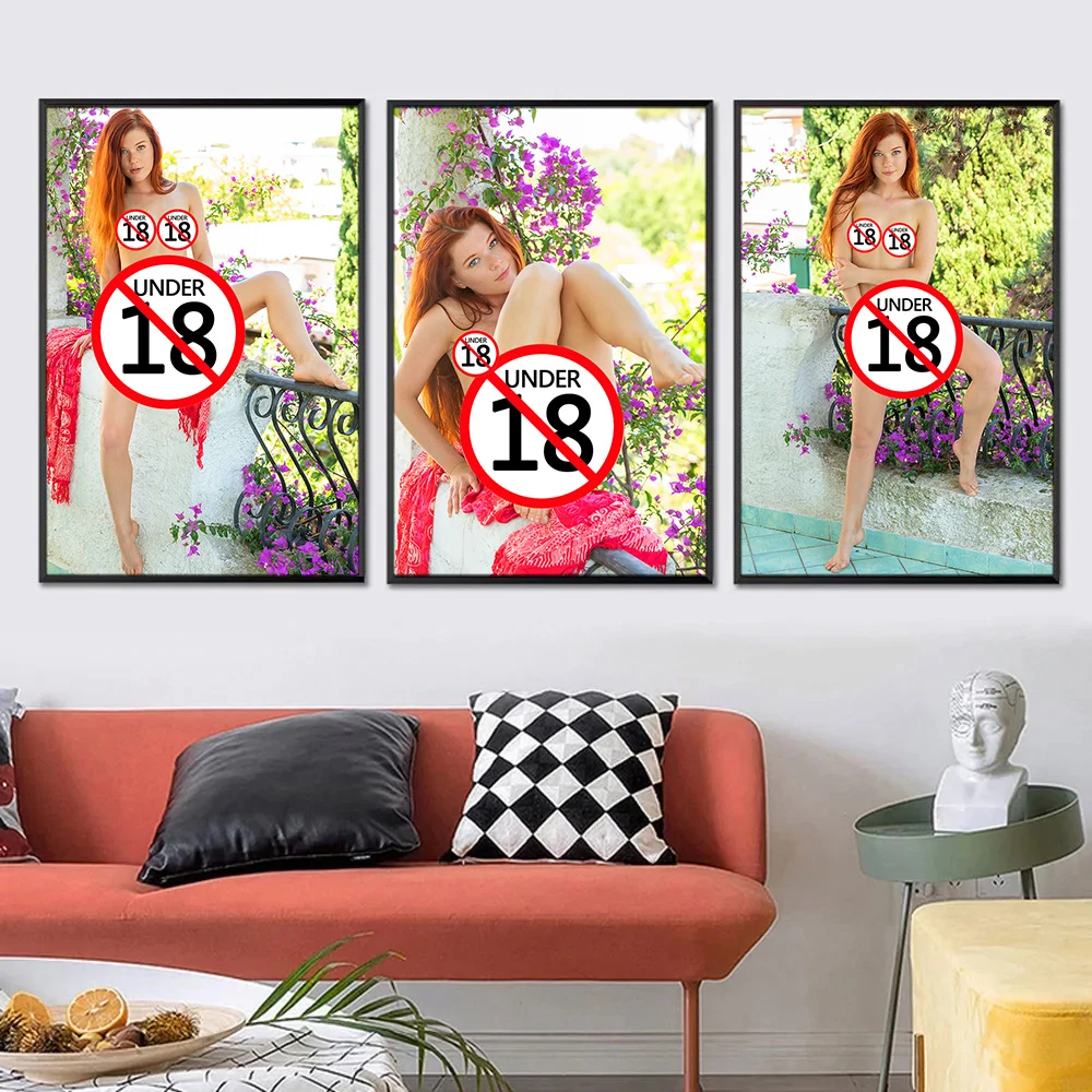 Sexy Naked Girl Redhead Beauty Poster Aesthetic Canvas Painting Print Wall Art For Modern Pop Room Home Decoration Picture Mural