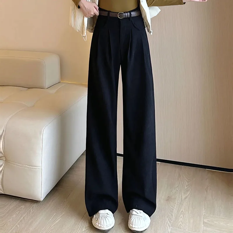 

High Waist Korean Belt Wide Leg Pants Women Spring Elegant Office Lady Casual Trousers Harajuku Loose Streetwear Straight Pants