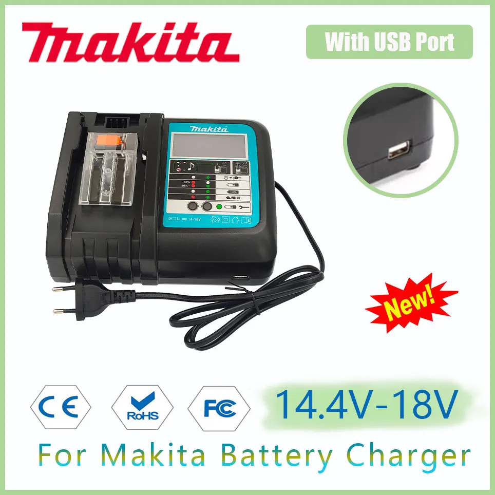 

Makita 18VRC battery charger 3A 6A 14.4V 18V 6AH Bl1830 Bl1430 BL1860 BL1890 tool power charger USB Prot 18VRF with LED display