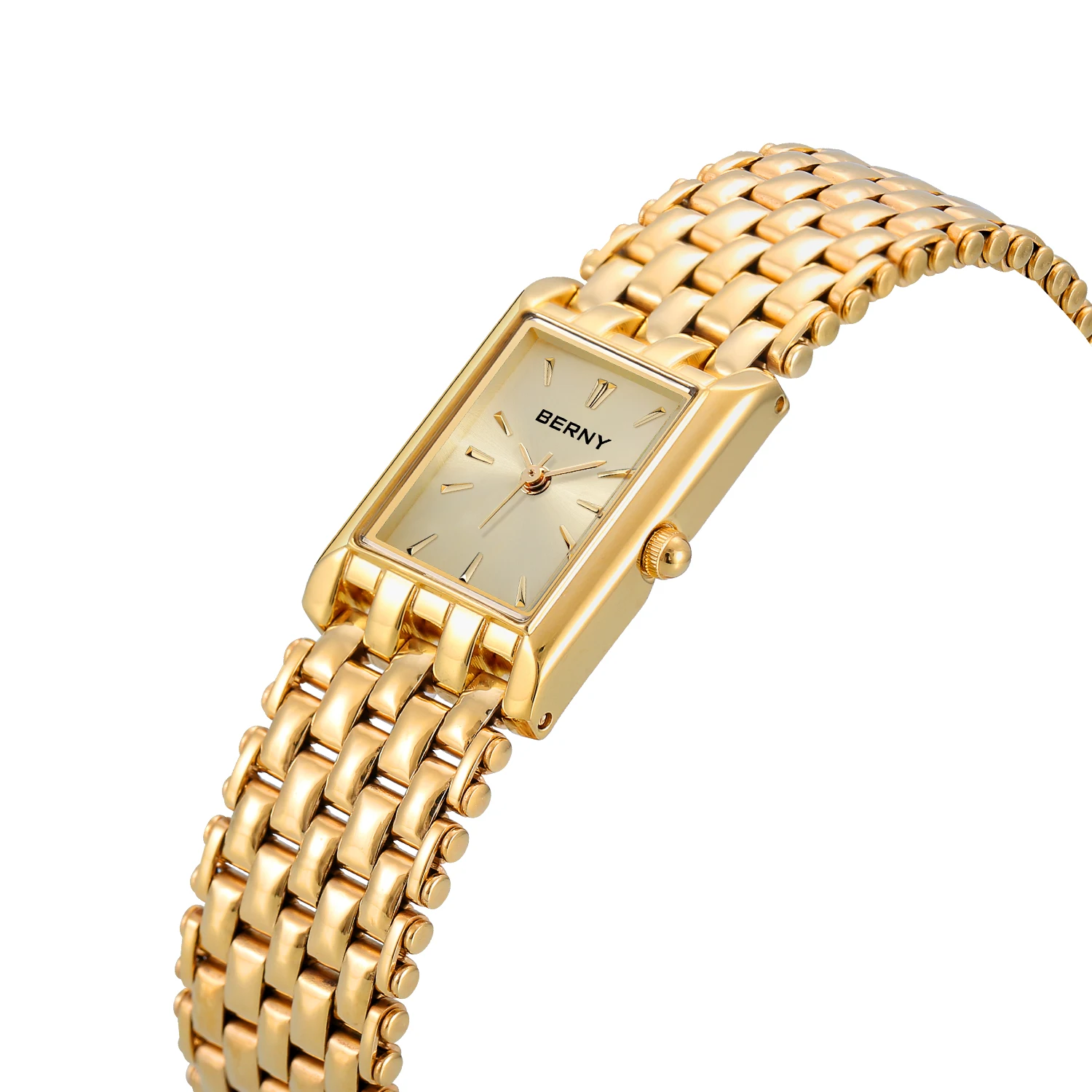 Reloj BERNY dorado para pareja, reloj de pulsera de lujo para mujer/hombre, reloj dorado resistente al agua, reloj de cuarzo de acero inoxidable a