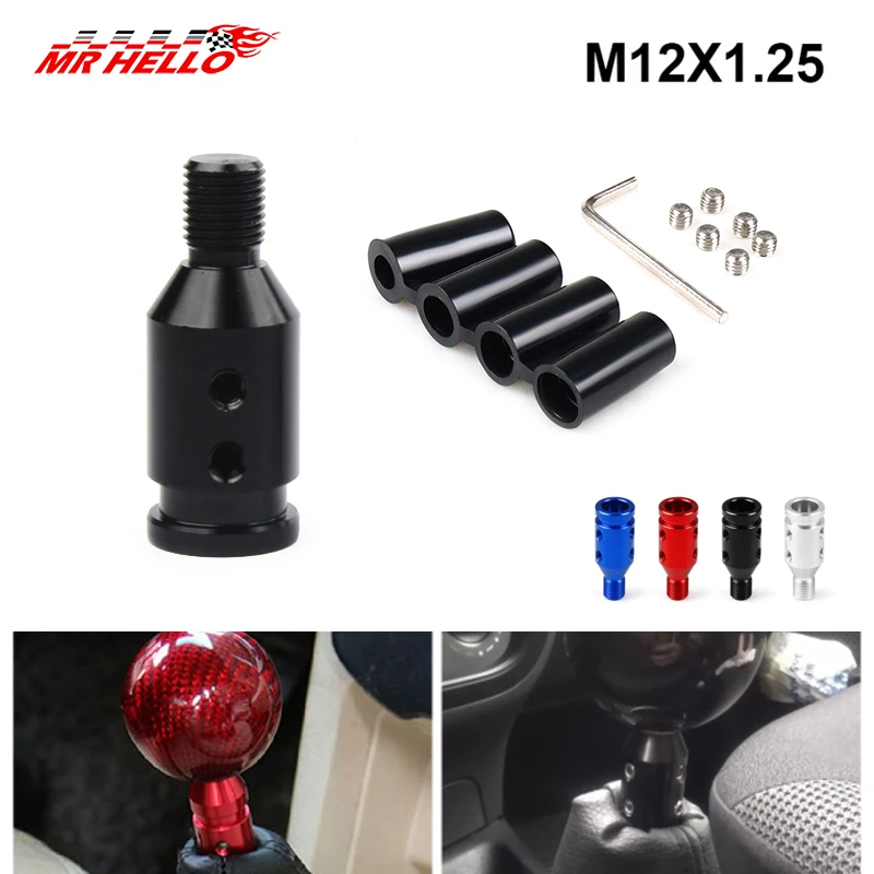 Universal Aluminum Alloy Car Auto Gear Manual Shift Knob Adapter Black for Non Threaded Shifters M12x1.25