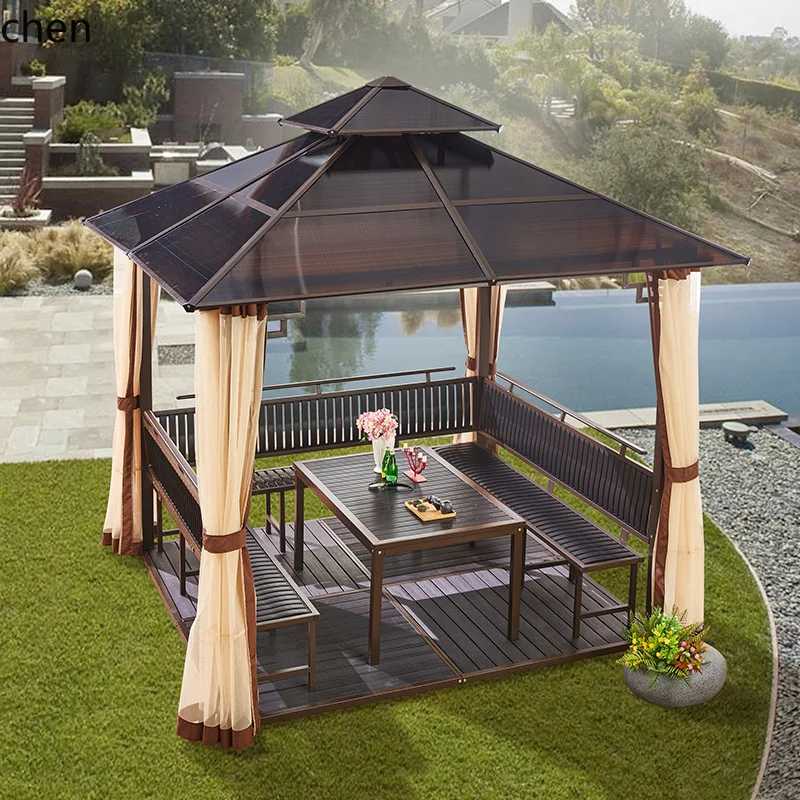 

LXC Outdoor Pavilion Courtyard Wooden House Rooftop Terrace Garden Aluminum Alloy Sunshade Outdoor Canopy Pavilion