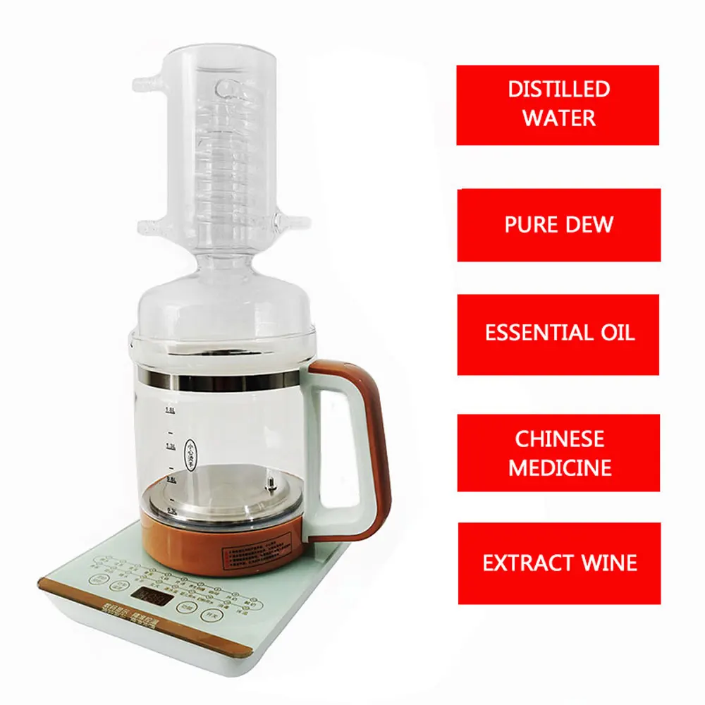 Household Wine Distiller Small Glass Mini Distillation Machine Oil Distiller Oil Hydrosol Machine 3.2L Water Extraction