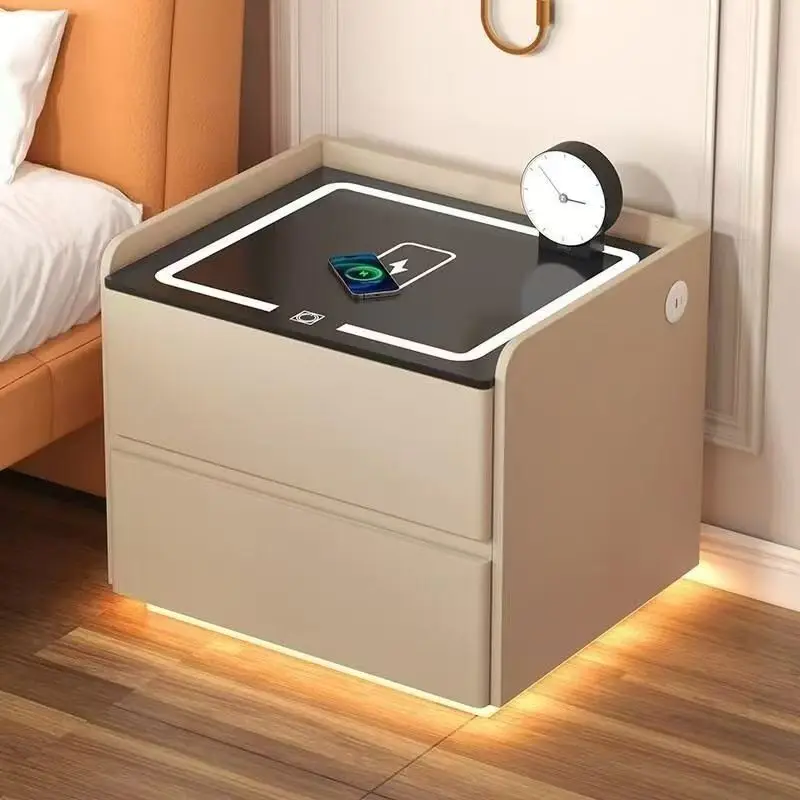 ￥%Wholesale Wooden Safe Luxury Modern Smart Bedside Table With Wireless C-type Charging Nightstand Cabinet With Light Charging - view 5