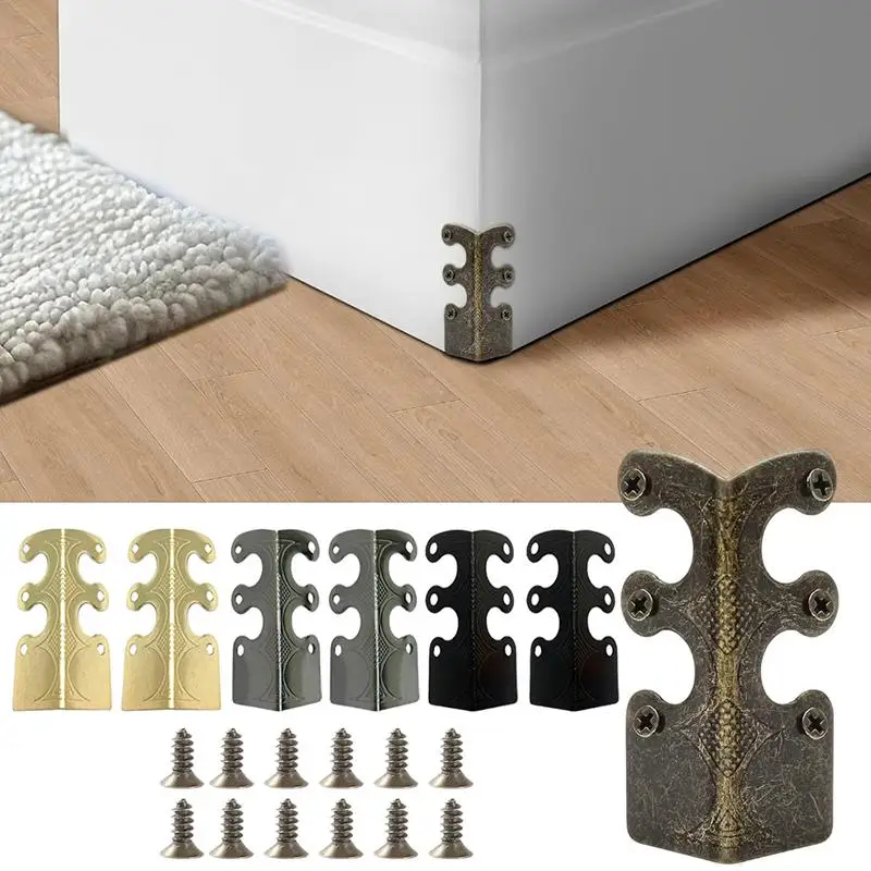 6/12PCS Vintage Metal Corner Protector Iron Skirting Board Corner Protector
