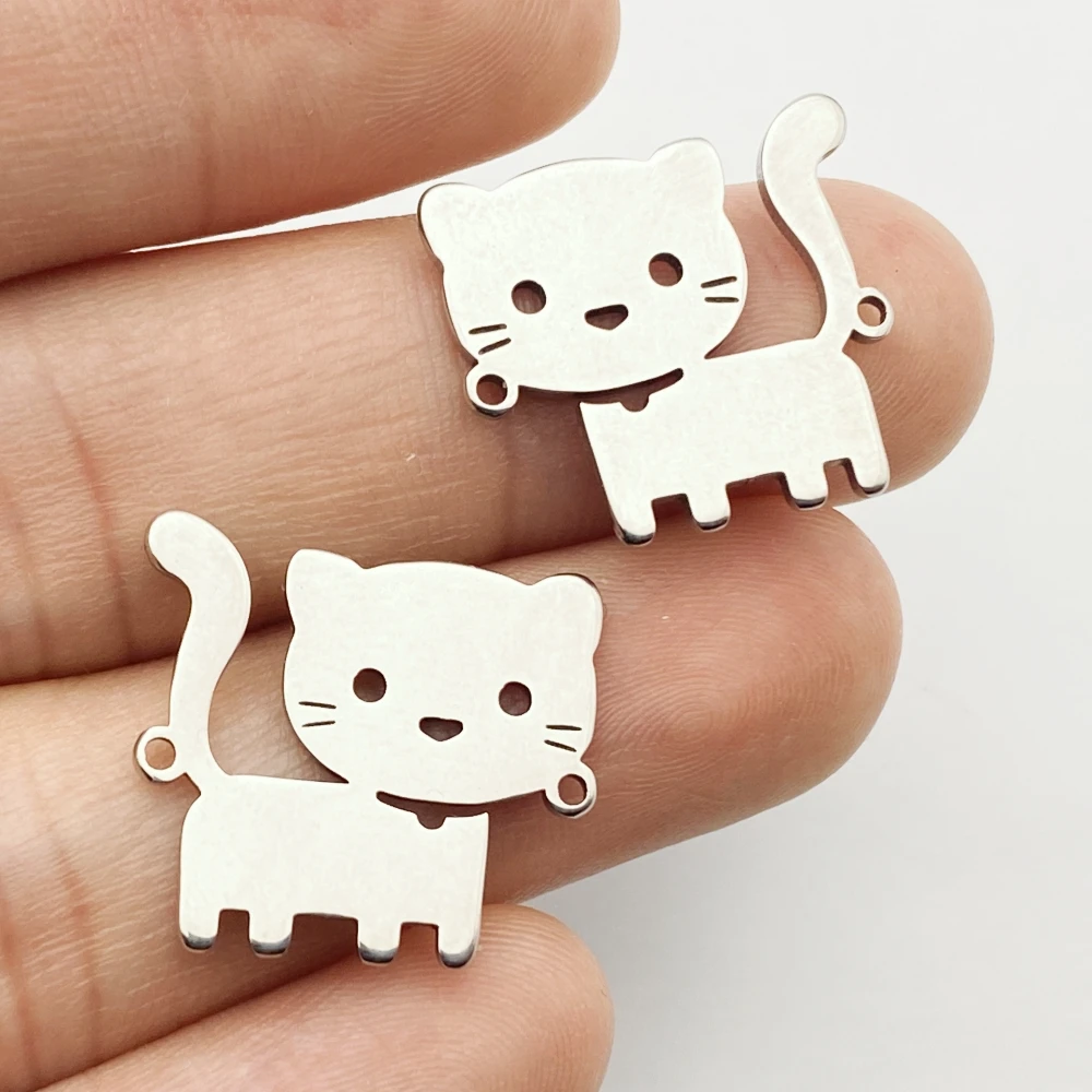 Steel 5Pcs Animal Cats Shape Bracelet Connectors Jewelry Diy Making Findings