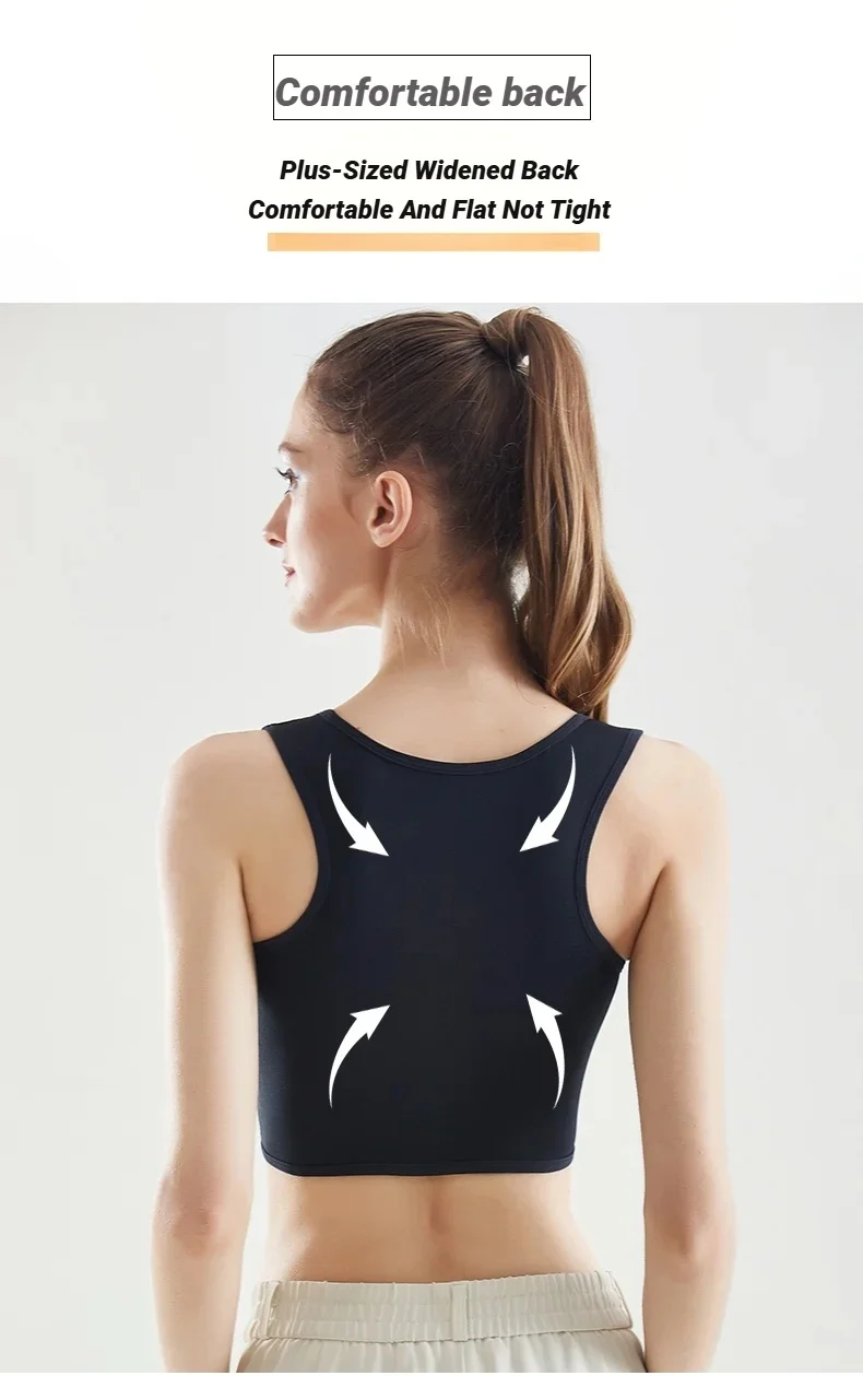 CHUANGERM Tomboy Damen Atmungsaktiver Brust-Binder mit Seitenschnalle, Kurzes Weste-Oberteil, Unterwäsche, Tanktop, Drahtlos, Wickel-Bandagen, Flach – Detail 7
