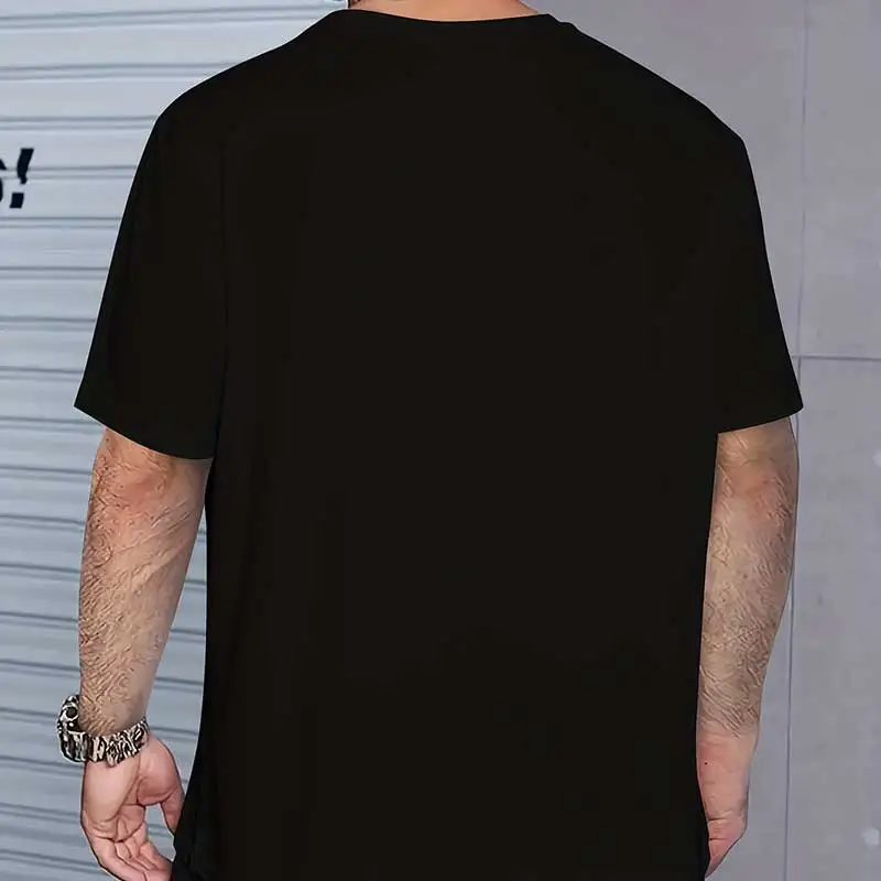 Men\'s Stylish Bear Pattern T-shirt, Casual Cotton Blend Breathable Crew Neck Short Sleeve Tee For Outdoor Activities